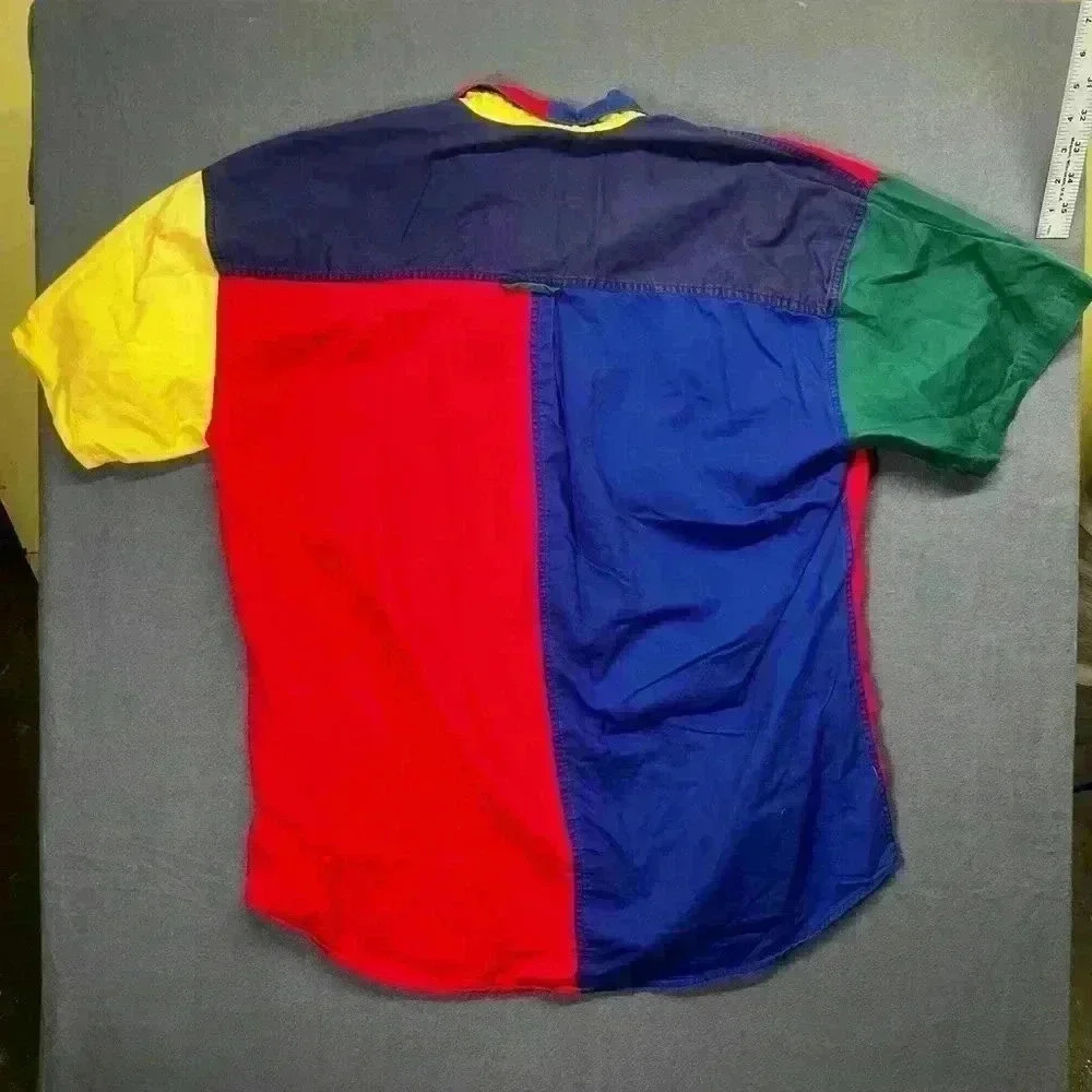 Chaps Ralph Lauren 90’s Vintage Colorblock Button Shirt Mens L Dad Cool 1052 - Picture 7 of 7